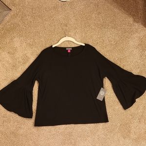 NWT Vince Camuto black stretchy bell sleeve shirt